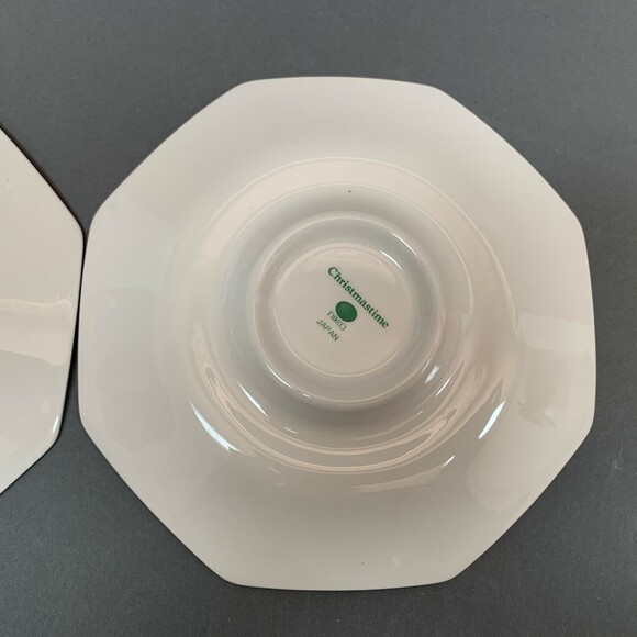 Nikko Christmastime Japan White Green Holly Berries Saucers Plates Lot of 3 - Picture 9 of 12